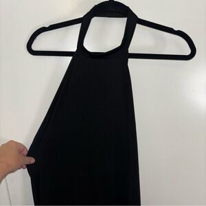 YOINS Black Pleated Halter Maxi Gown